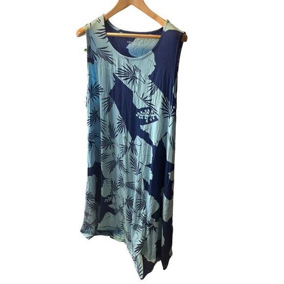 Soft Surroundings Blue Floral Tropical Sleeveless Long Shift Dress Sz 3X - Picture 3 of 7